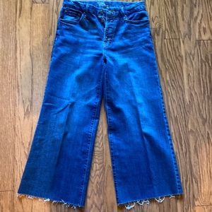 TIME and Tru wide leg cropped Jean with raw edge